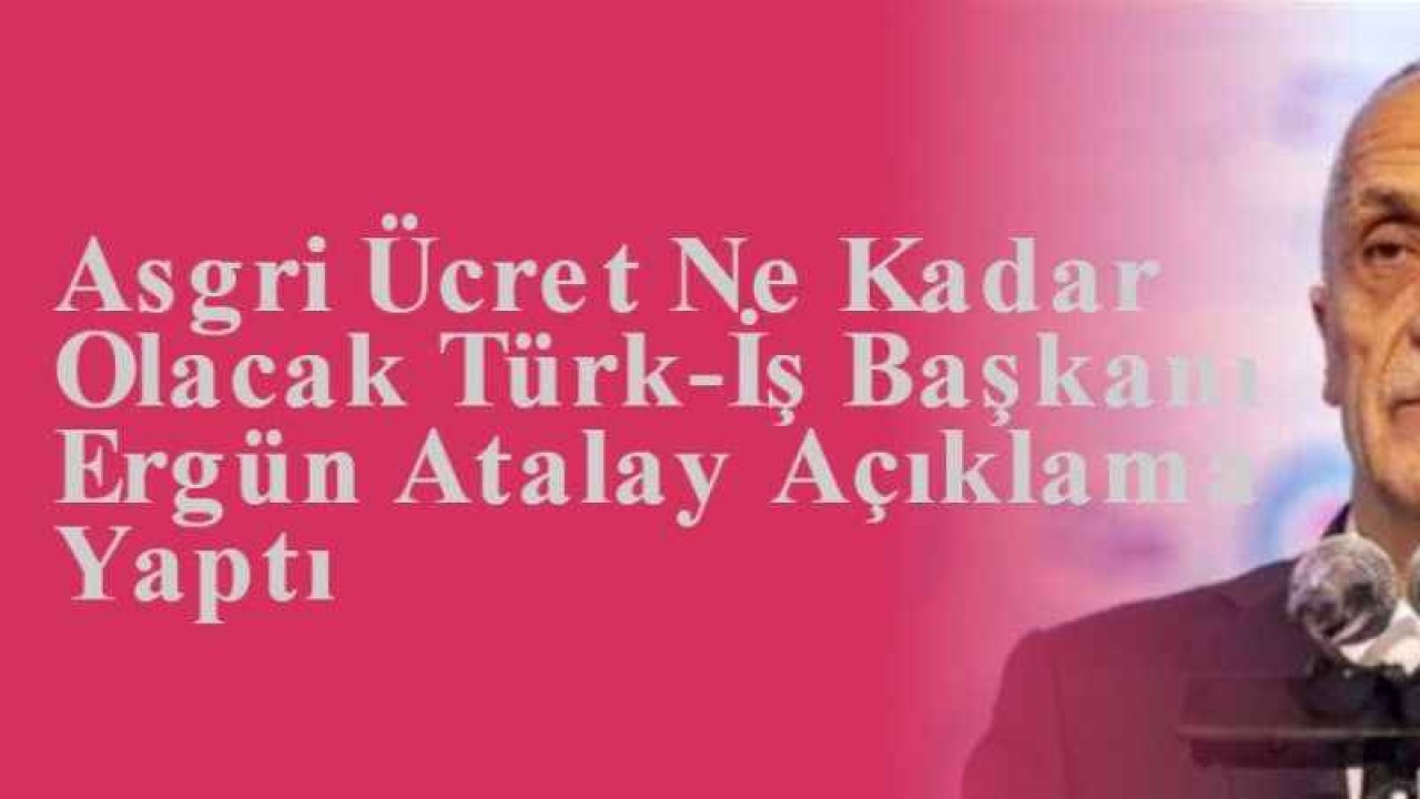 Asgari Ücret Ne Kadar Olacak Türk-İş Başkanı Ergün Atalay Açıklama Yaptı