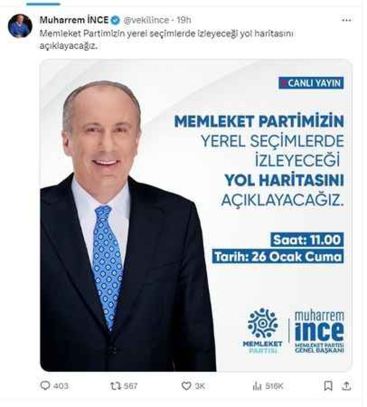 Memleket Partisi Genel Başkanı Muharrem İnce Önemli Açıklamalarda Bulundu