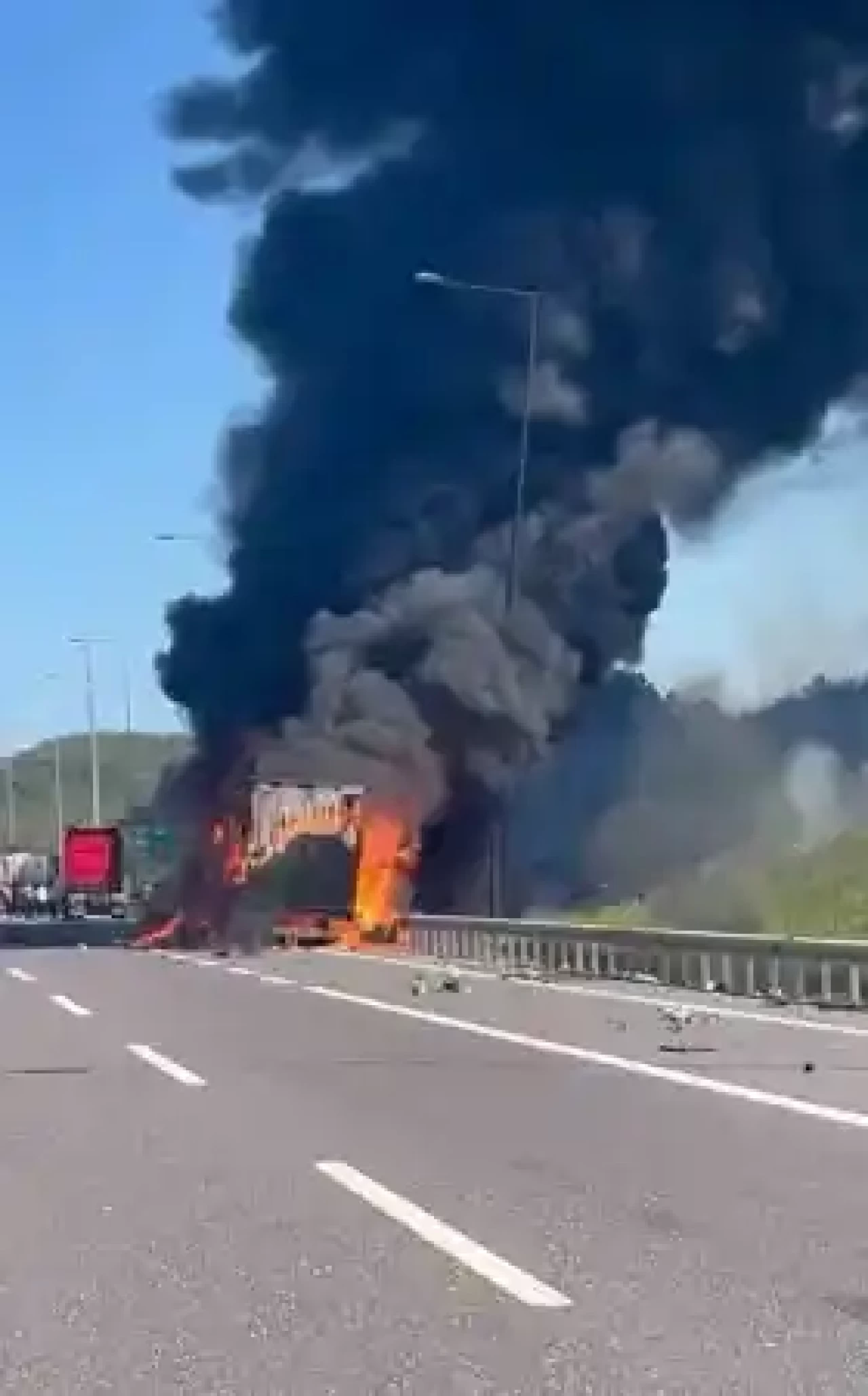 Kocaeli'de TIR Alev Aldı