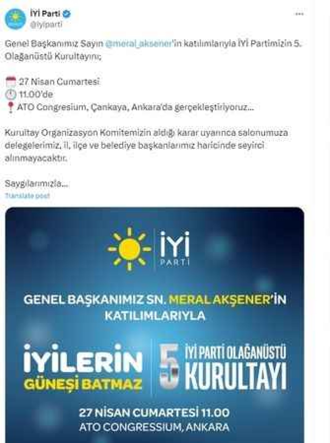 İyi Parti Yarın Kurultayı Gerçekleştirecek!