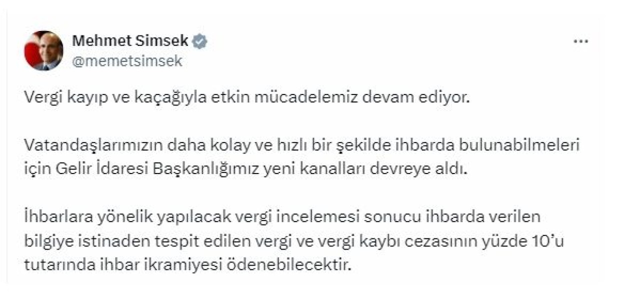 Bakan Şimşek Açıkladı: Vergi Kaçakçılığına Karşı İhbar Edenlere İkramiye Verilecek