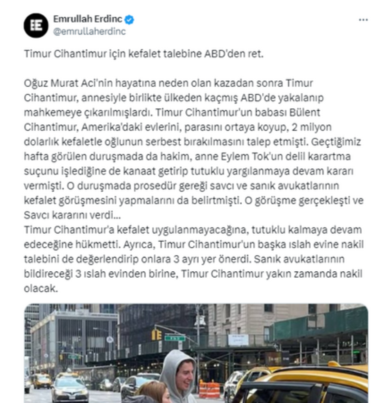 Timur Cihantimur'un Yargı Sürecinde Yeni Gelişmeler: Kefalet Yok, Nakil Var