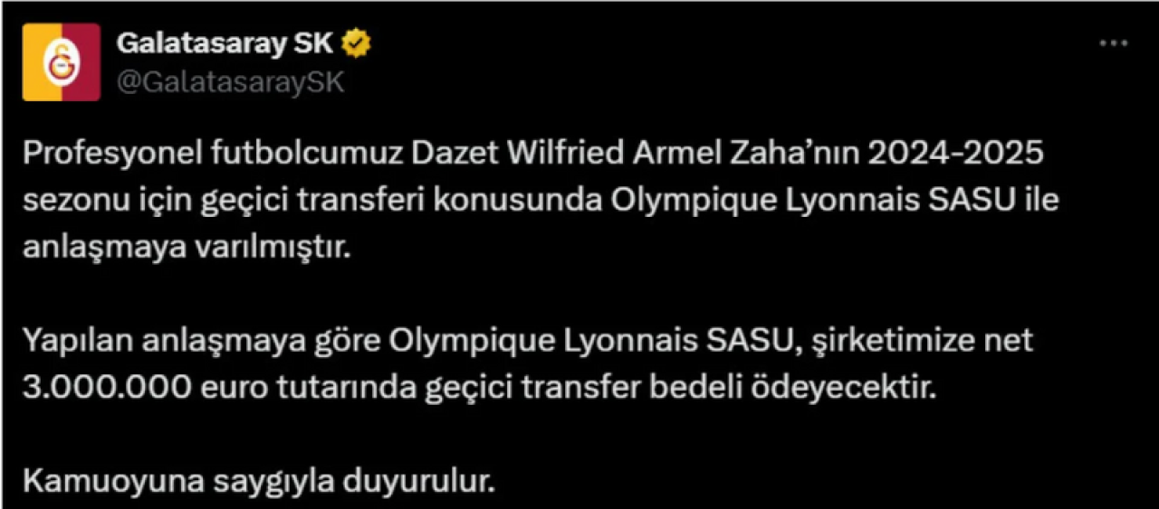 Galatasaraylı  Wilfried Zaha Lyon'da Oynayacak