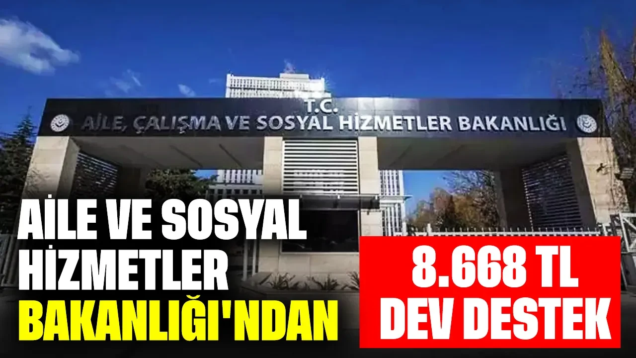 Aile ve Sosyal Hizmetler Bakanlığı'ndan 8.668 TL Dev Destek