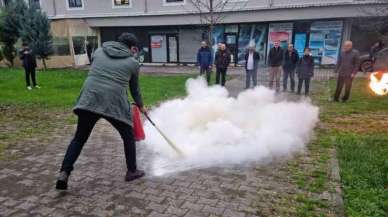 İş Sağlığı Ve İş Güvenliği Eğitiminde Yangına Müdahale Edildi