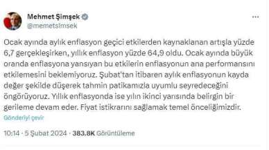 Bakan Şimşek Açıkladı: Enflasyonda Gerileme Olacak!