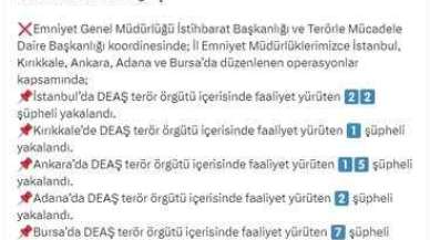 Bakan Ali Yerlikaya Açıkladı: Çok Sayıda DEAŞ Terör Örgütü Mensubu Yakalandı