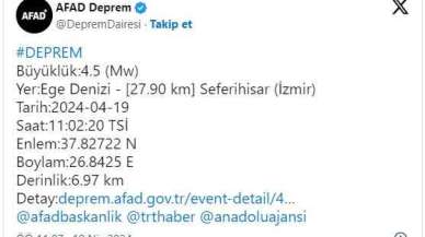 İzmir'de 4.5 Büyüklüğünde Deprem...