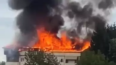 Kocaeli Başiskele'de Öğrenci yurdu lojmanı alevlere teslim oldu