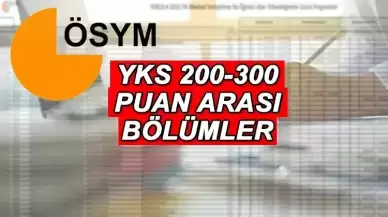 ÖSYM YKS 200-300 PUAN ARASI BÖLÜMLER YKS 200, 210, 220, 230. 240, 250, 260, 270, 280, 290, 300 puanla nereye, hangi bölümlere girebilirim?