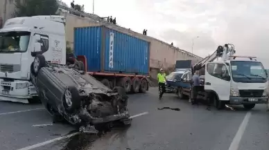 Kocaeli Dilovası Trafik Kazası! Takla Atan Araç Ters Döndü Şans Eseri Yaralanan Olmadı