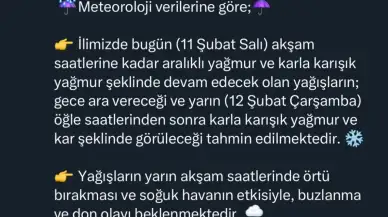 Sakarya'da soğuk ve yağışlı hava uyarısı