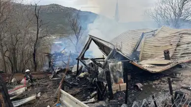 Bolu'nun Mudurnu ilçesinde çıkan yangında samanlık ve traktör alevlere teslim oldu