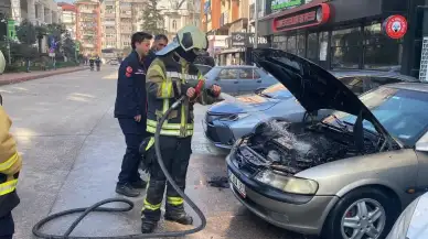 Kocaeli'de park halindeki otomobil alev aldı