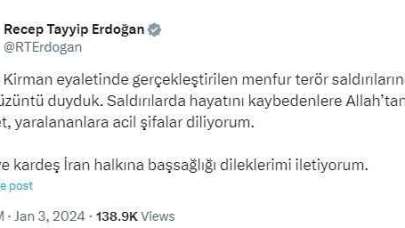 Cumhurbaşkanı Erdoğan'dan Başsağlığı Mesajı