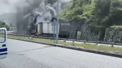 Düzce'de TIR Çöp Taşıyordu: Alev Aldı...