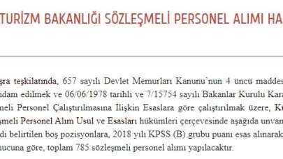 KÜLTÜR ve TURİZM BAKANLIĞI SÖZLEŞMELİ PERSONEL ALIMI HAKKINDA DUYURU