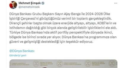  Türkiye ve Dünya Bankası Grubu Başkanlığı Verimli Bir Toplantı Gerçekleştirdi. Ancak Sosyal Medyayı Sallayan retweet Gelince...