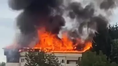 Kocaeli Başiskele'de Öğrenci yurdu lojmanı alevlere teslim oldu