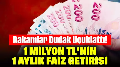 Rakamlar Dudak Uçuklattı! İşte 1 Milyon TL'nin 1 Aylık Faiz Getirisi