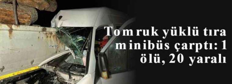 Tomruk yüklü tıra minibüs çarptı: 1 ölü, 20 yaralı 14