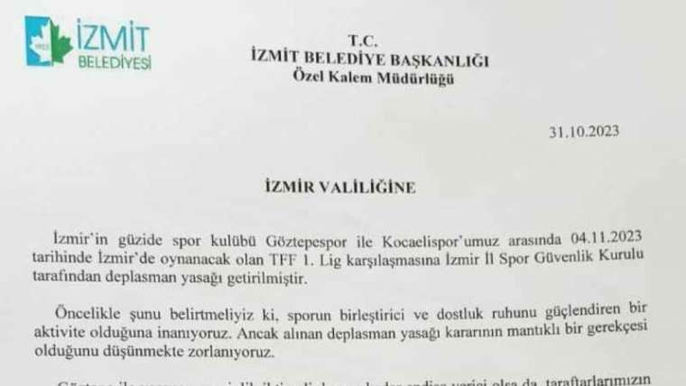 Hürriyet'ten Deplasman Yasağına İlişkin Talep 1