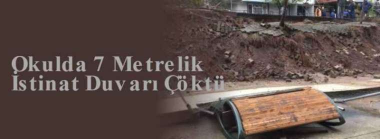 Okulda 7 Metrelik İstinat Duvarı Çöktü 6