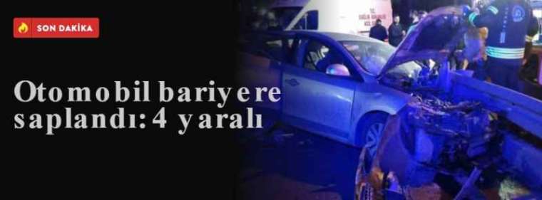 Otomobil bariyere saplandı: 4 yaralı 7