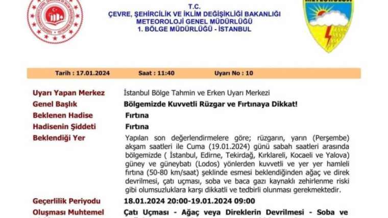 Sakarya Valiliği Yaşanabilecek Olumsuz Durumlara Karşı Fırtına İçin Uyardı! 2