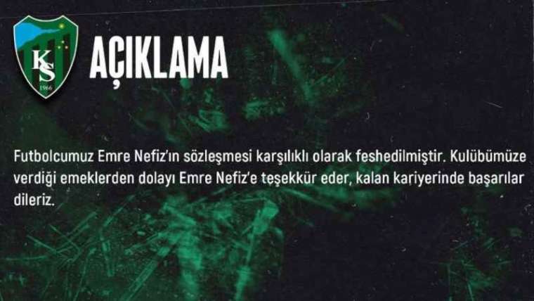 Kocaelispor, Emre Nefiz’in Sözleşmesini Karşılıklı Olarak Feshetti! 2