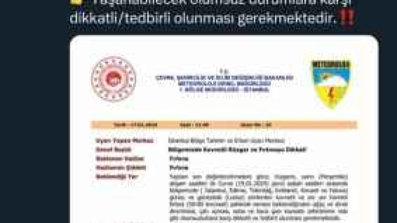 Sakarya Valiliği Yaşanabilecek Olumsuz Durumlara Karşı Fırtına İçin Uyardı!