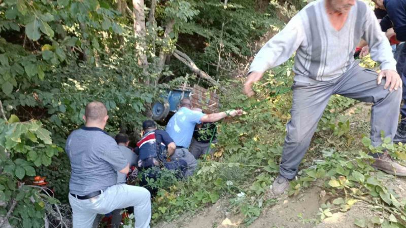 Bolu Traktör Kazası 15 metreden Düştü