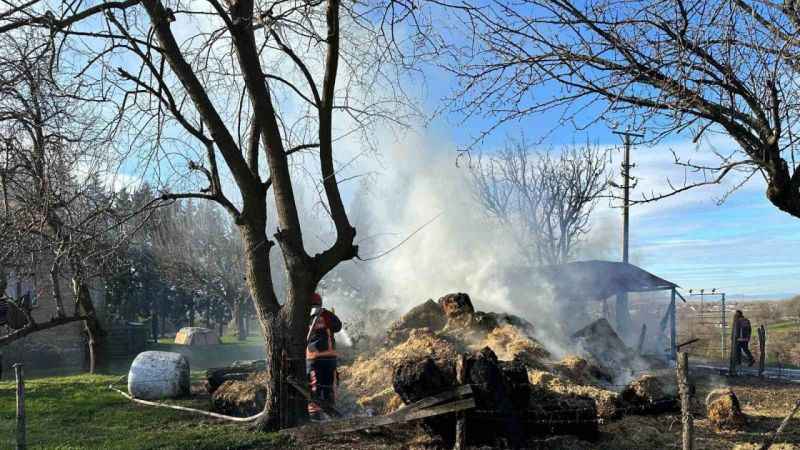 Sakarya'da Bahçedeki Samanlıklar Alev Alev Yandı