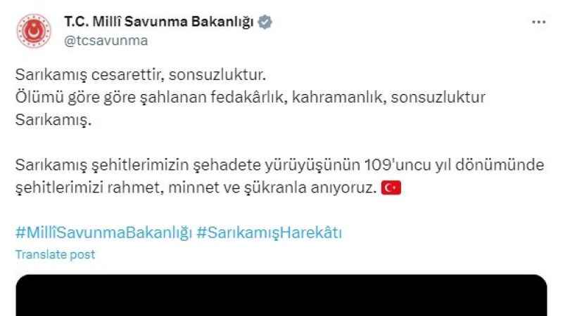 Milli Savunma Bakanlığı (MSB), Sarıkamış Harekatı'nın 109. Yıldönümünde Özel Bir Klip Hazırladı