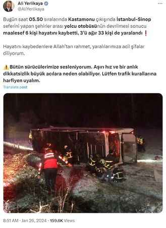 Kastamonu'da Feci Otobüs Kazası