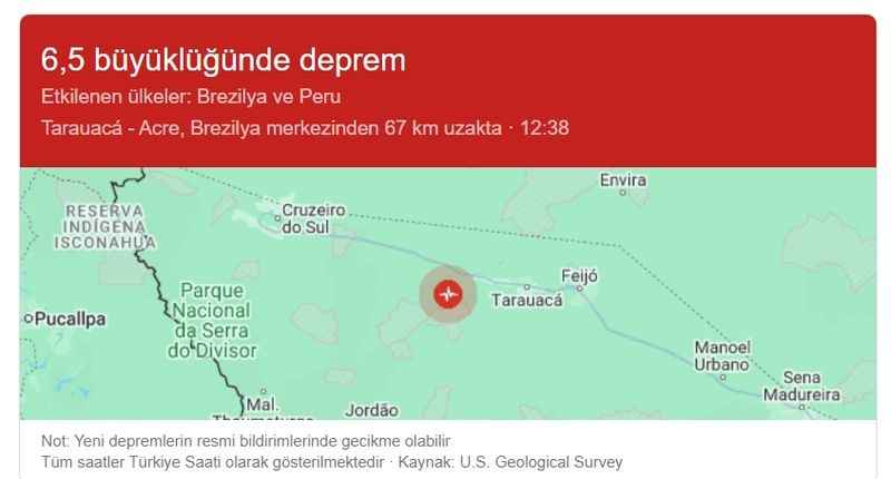 Brezilya'da 6.5 Büyüklüğünde Deprem Meydana Geldi