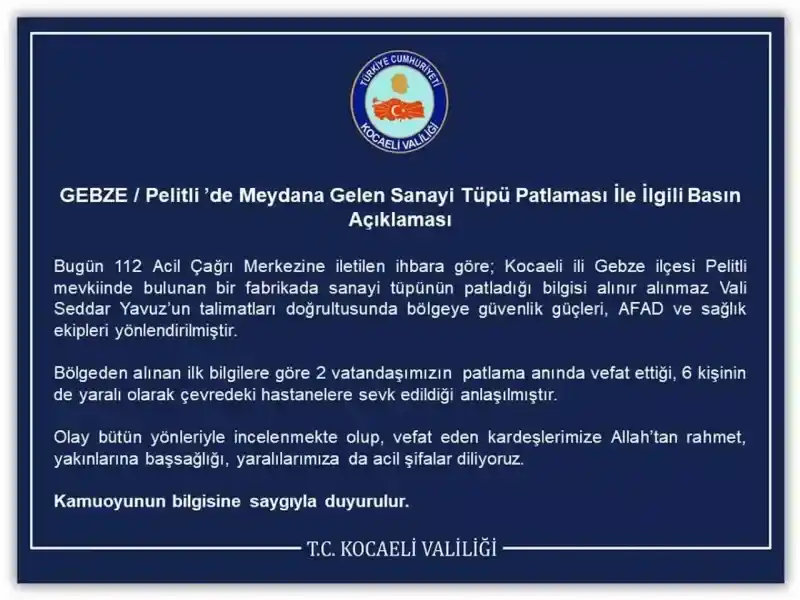 Kocaeli'de Fabrikada Tüp Patladı! Ölüler Var...