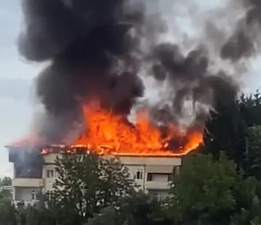 Kocaeli Başiskele'de Öğrenci yurdu lojmanı alevlere teslim oldu