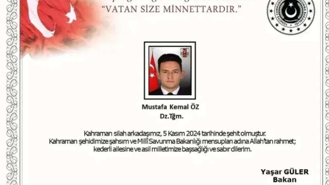 Kocaeli'nin Şehidi Var! Kahraman Teğmen Mustafa Kemal Öz Şehit Oldu