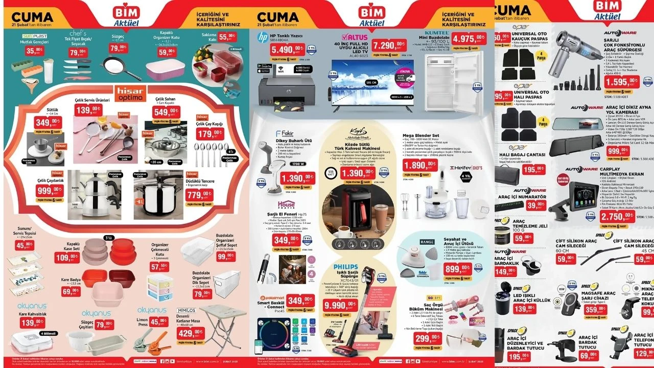 21 Şubat 2025 Bim aktüel ürün kataloğu yayınlandı: Küçük ev aletlerinden otomobil aksesuarlarına kadar dev indirim